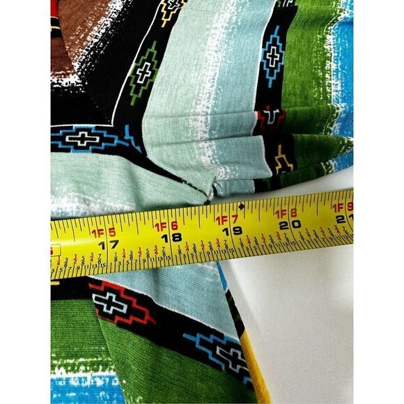 L&B Lucky & Blessed Rainbow Aztec Pattern Striped High Low Slinky Dress Sz S - Picture 8 of 13